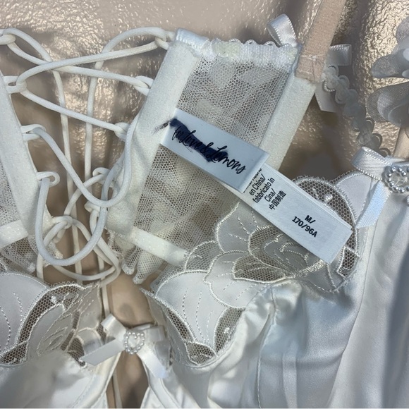 For Love & Lemons Amore Maxi Slip Dress Hearts Bows Pearls - Picture 9 of 16